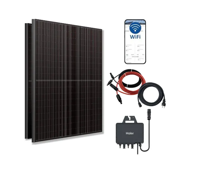 Set pametne balkonske sončne elektrarne - Haier Lumenia 2 × 420 W panel + mikroinverter+ povezovalni vodniki (komplet)
